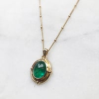 Image 2 of Victorian oval emerald pendant necklace
