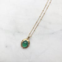 Image 3 of Victorian oval emerald pendant necklace