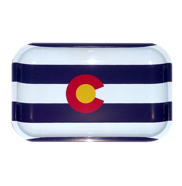 Image of NEW Colorado flag metal rolling tray 5"x7" 420