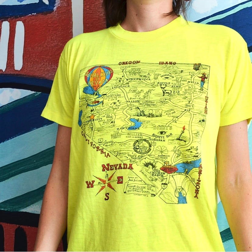 Image of Vintage 1984 Social Clubs of Nevada Brothel Map T-Shirt Sz.M