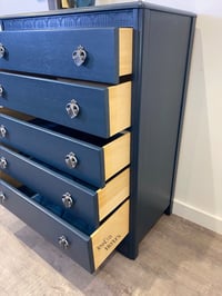 Image 5 of Vintage Lebus CHEST OF DRAWERS painted in dark blue