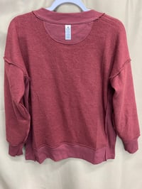 Image 5 of 90 DEGREE by reflex plum burgundy leopard sweatshirt 