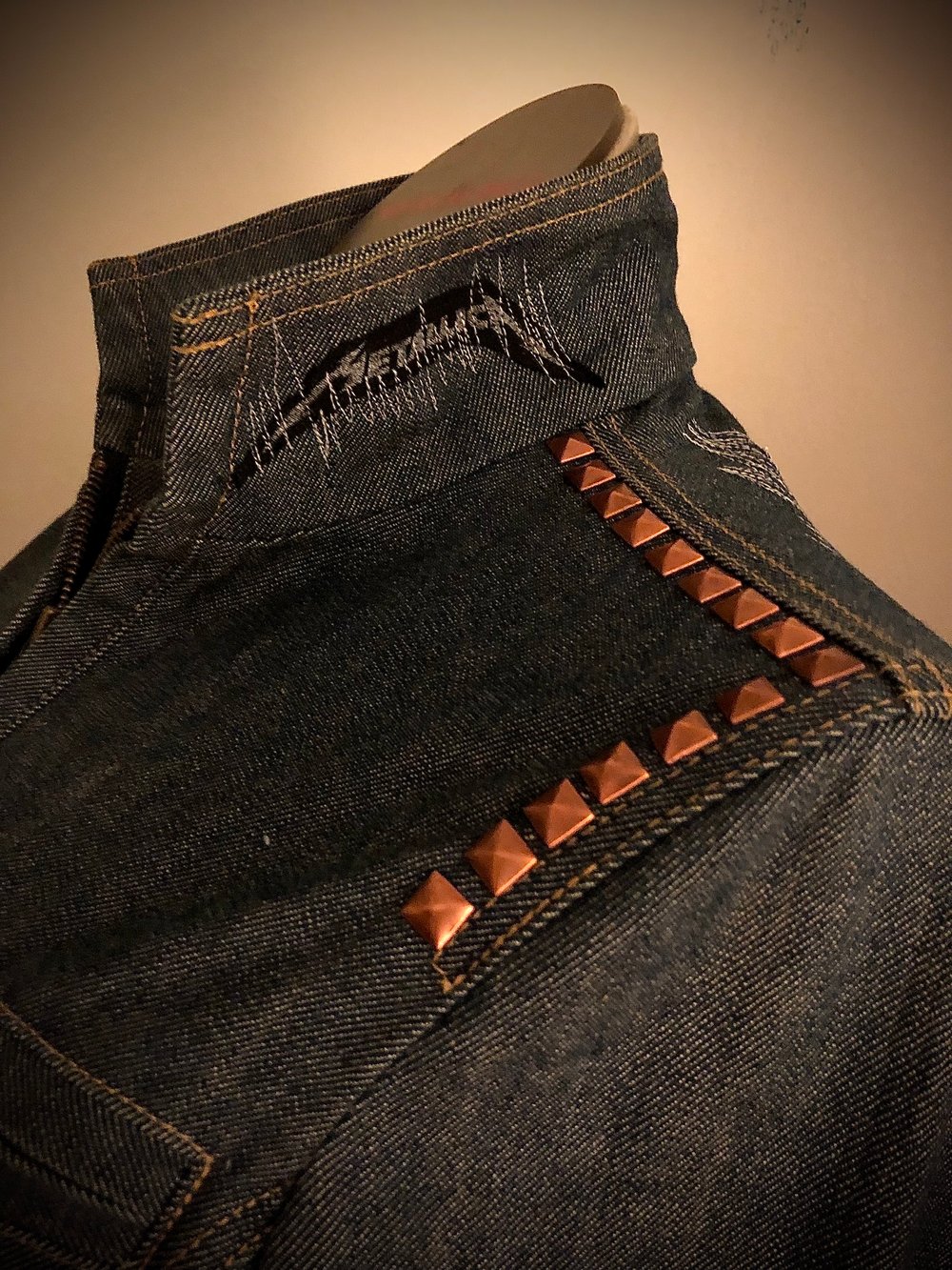 Upcycled denim “METALLICA” zip up jacket