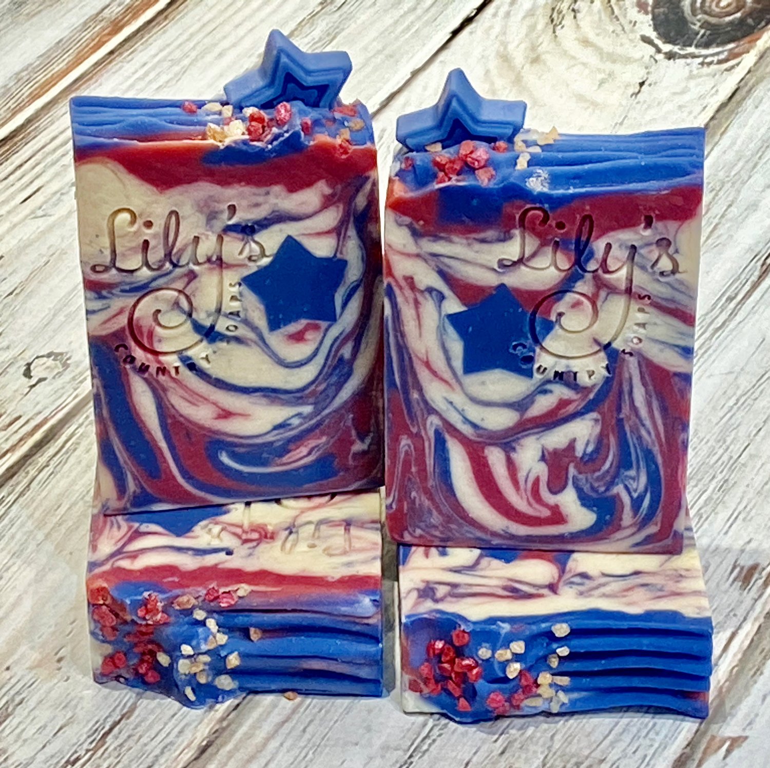 Red, White & Blue Swirl Soap with Natural Colorants