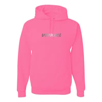 Image 1 of Pink 3M Reflective Unlinkable I'm Around Though Hoodie