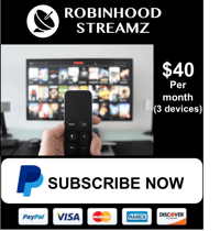 Robinhood Streamz 1 Month Subscription (access to 3 devices)