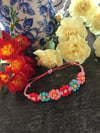 Pink flower bead bracelet