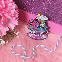 Image 3 of Storm in a Teacup enamel pin - kraken - creepy cute - pastel goth - spooky  - lapel pin badge