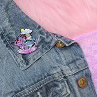 Image 4 of Storm in a Teacup enamel pin - kraken - creepy cute - pastel goth - spooky  - lapel pin badge