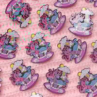 Image 5 of Storm in a Teacup enamel pin - kraken - creepy cute - pastel goth - spooky  - lapel pin badge