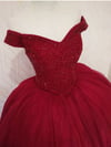 Wine Red Ball Gown Sweetheart 16 Dresses, Gorgeous Long Party Dresses