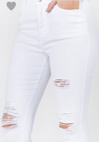 Image 4 of Distressed White Skinny Jeans