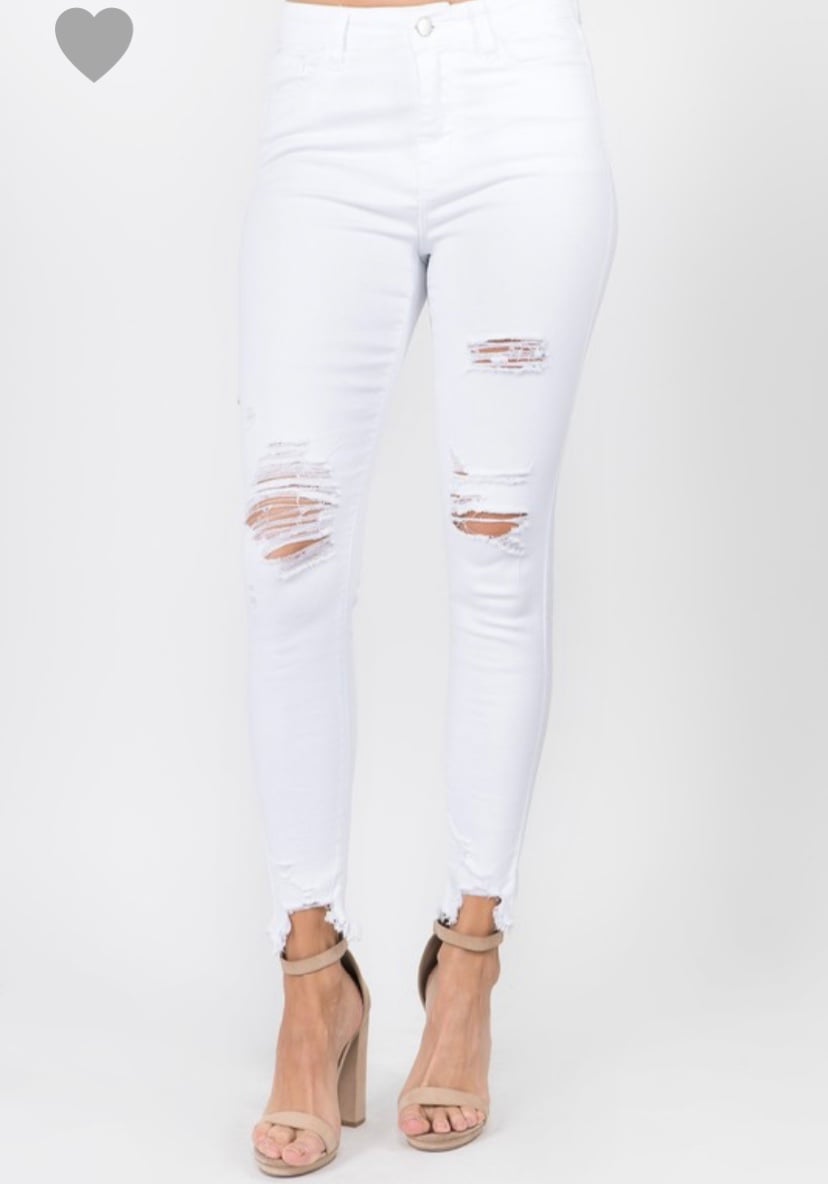 Distressed White Skinny Jeans | Made Clothing