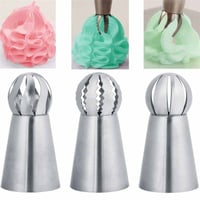 1/3PC Cupcake Stainless Steel Sphere Ball Shape Icing Piping Nozzles Pastry Cream Tips Flower Torch 