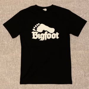 Image of Bigfoot Logo Shirt. White on Black