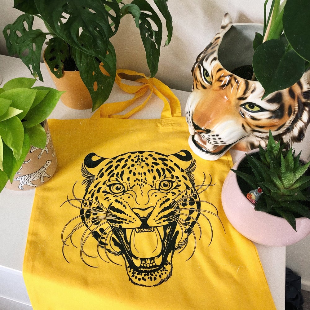 Image of Yellow Leopard Tote Bag 