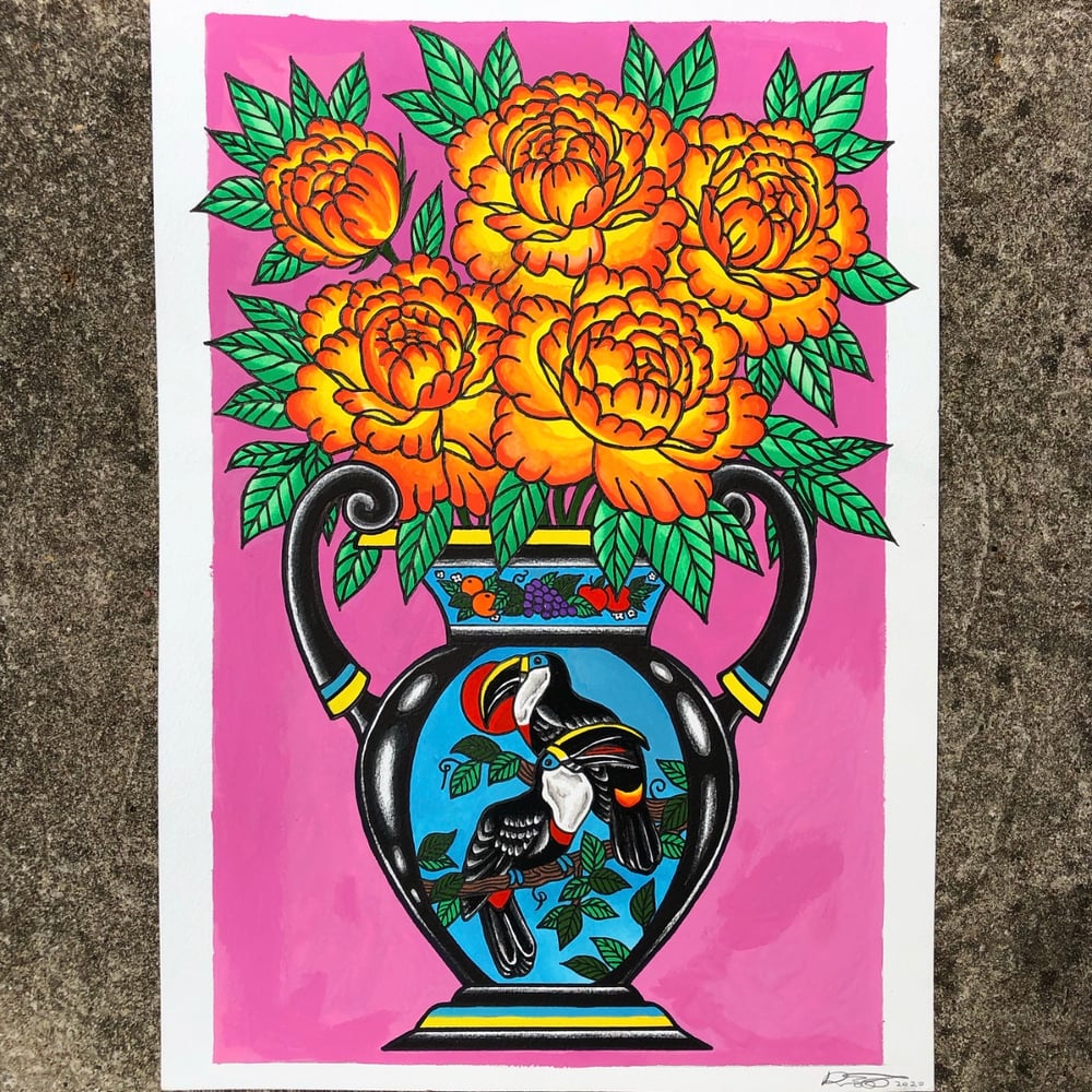 Image of Toucan Vase painting 
