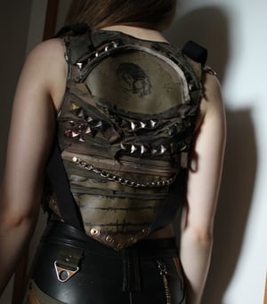 Image of GUERILLA SKULL AND BARBED WIRE STUDDED VEST
