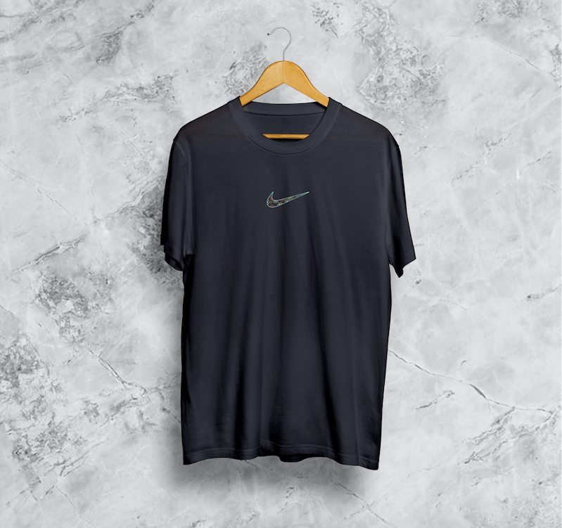 Image of Black T-shirt  Swoosh Embroidery