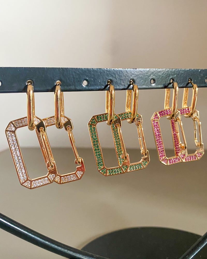 Orecchini Donna Oro Bianco Con Zirconi E Rubino Sintetico - Gioielleria - Foto 8