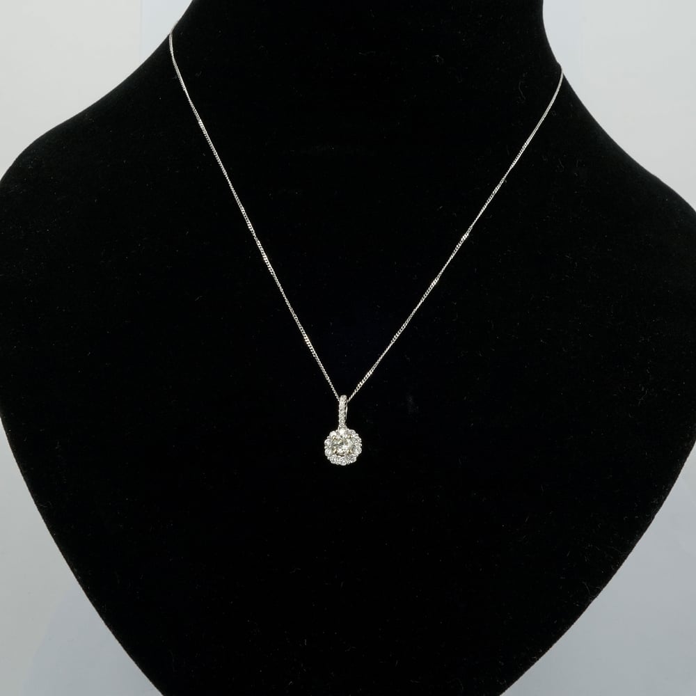 Image of 14ct white gold diamond halo pendant PJ5988