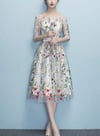 Floral Lace Knee Length Pretty Party Dress, Beautiful Wedding Party Dresses