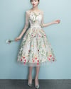 Floral Lace Knee Length Pretty Party Dress, Beautiful Wedding Party Dresses
