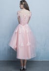 Light Pink Off Shoulder High Low Homecoming Dress, Pink Prom Dress 