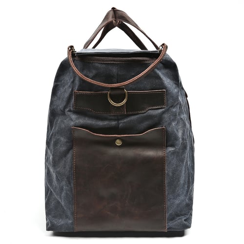 Image of Handmade Waxed Canvas Leather Travel Bag Luggage Weekender Bag AF13