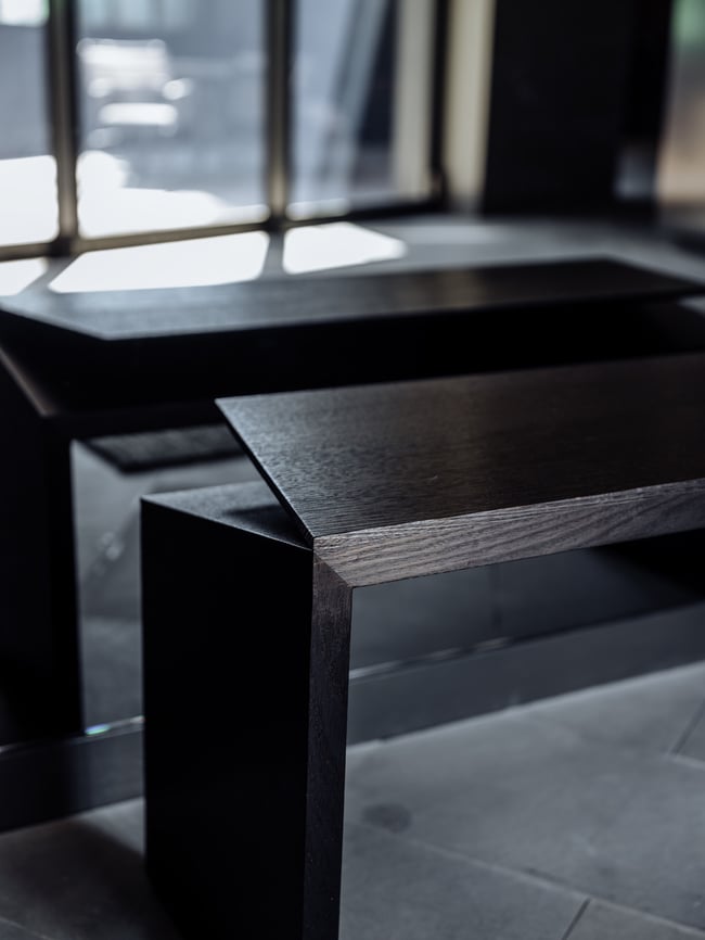 CLIPPED WING BENCHES IN TORCHED TASMANIAN OAK