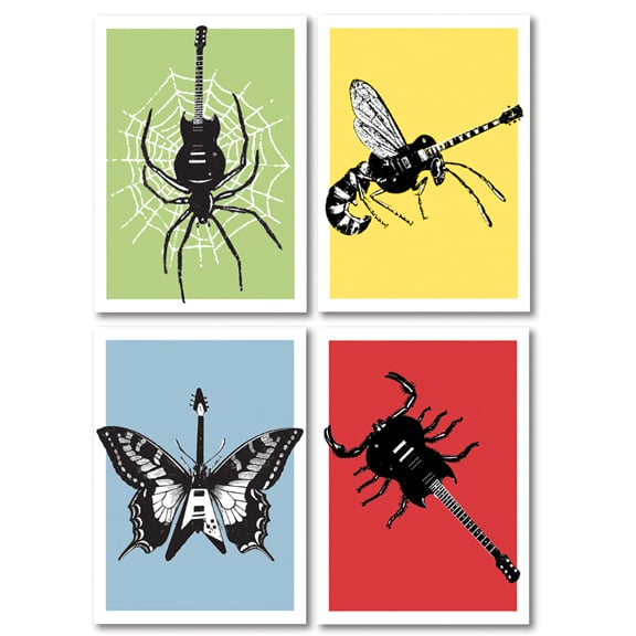 Image of Set of 4 Guitar Creature Screenprints