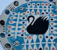 Image 2 of Black swan small round earthenware handbuilt and decorated plate