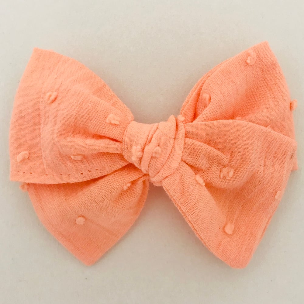 Image of Barrette voile de coton plumetis corail