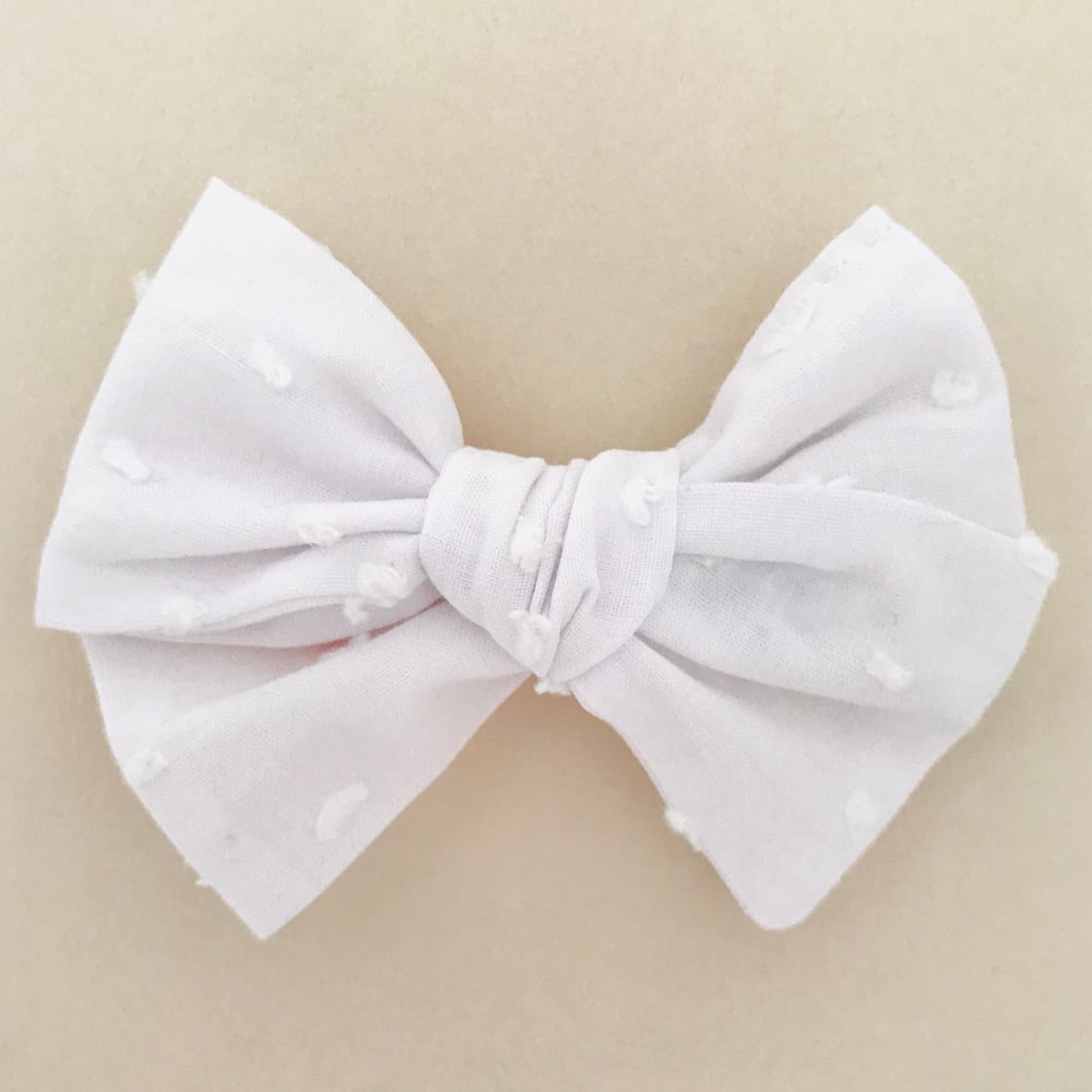 Image of Barrette voile de coton plumetis blanc