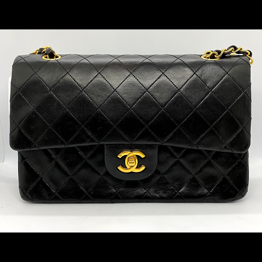 Classic Black Lambskin Double Flap Handbag