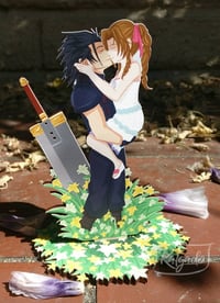 Image 1 of Final Fantasy VII FFVII FF7 Zack and Aerith Wooden Stand Standee