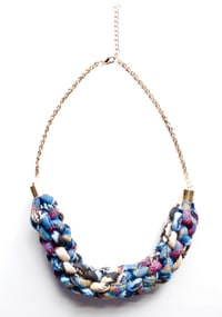 Image 2 of Multicoloured Rope Statement Necklace – Blue 