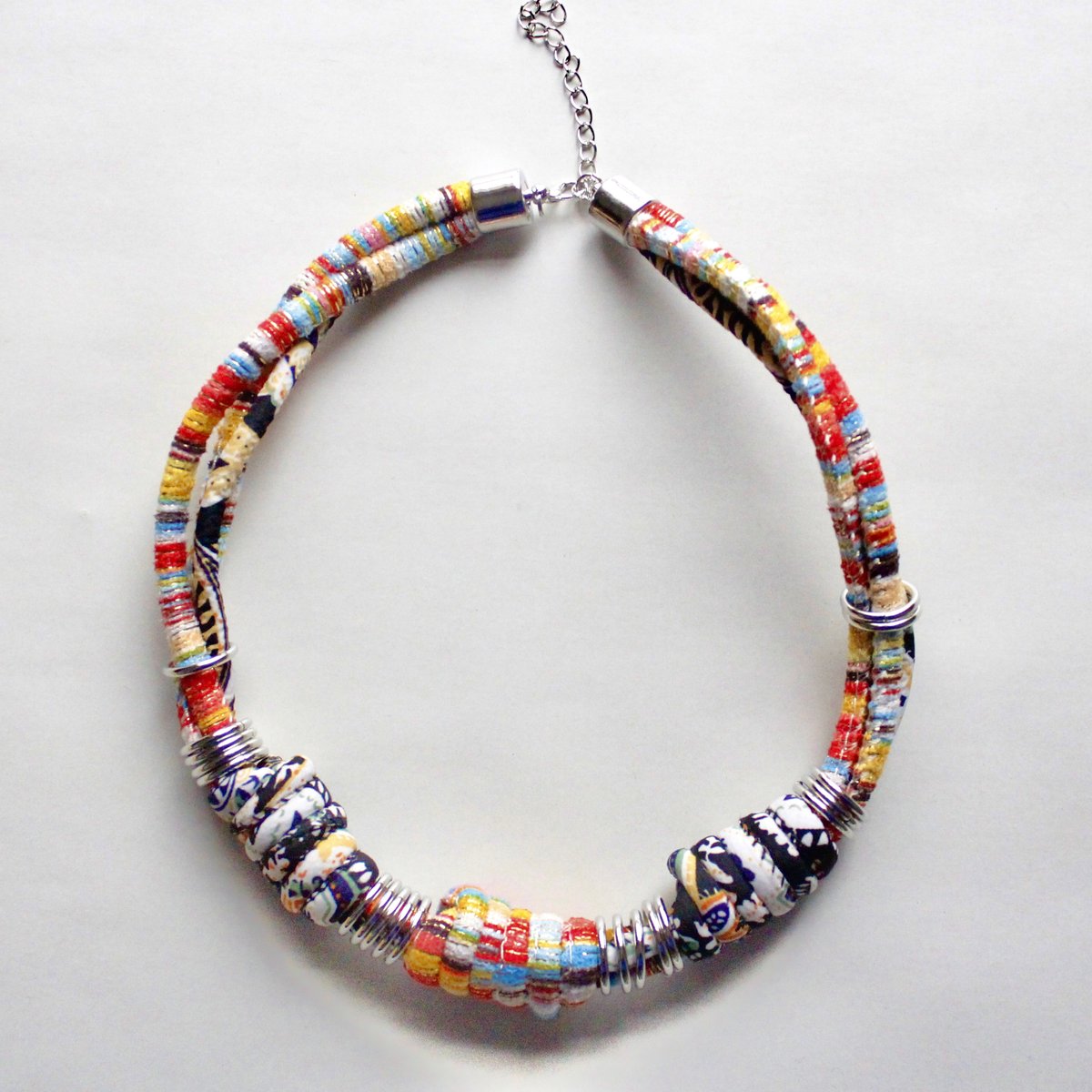 Image of Multicoloured Rope Statement Necklace – Orange