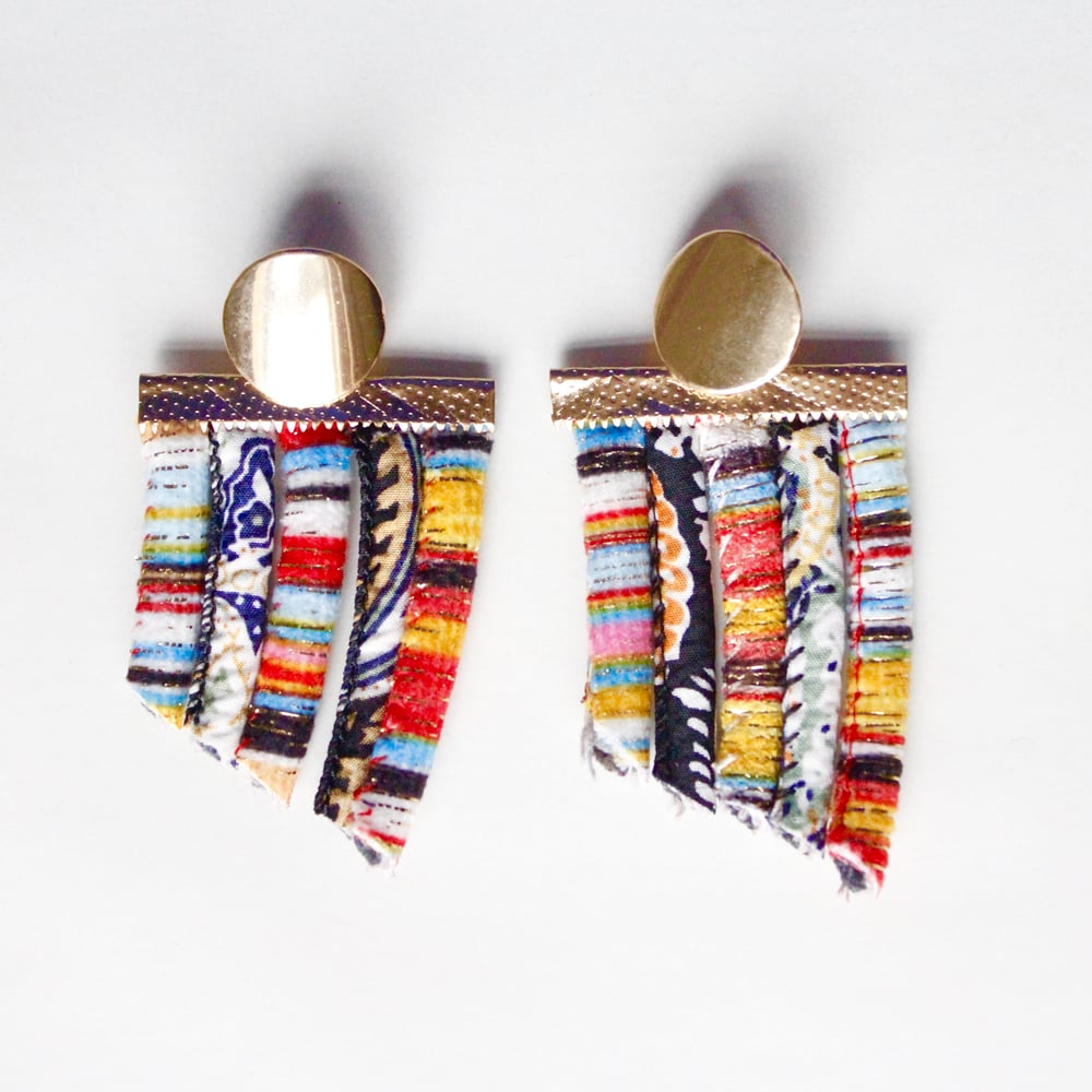 Image of Multicolored Rope Statement Earrings – Orange