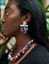 Multicoloured Rope Statement Earrings – Fuchsia