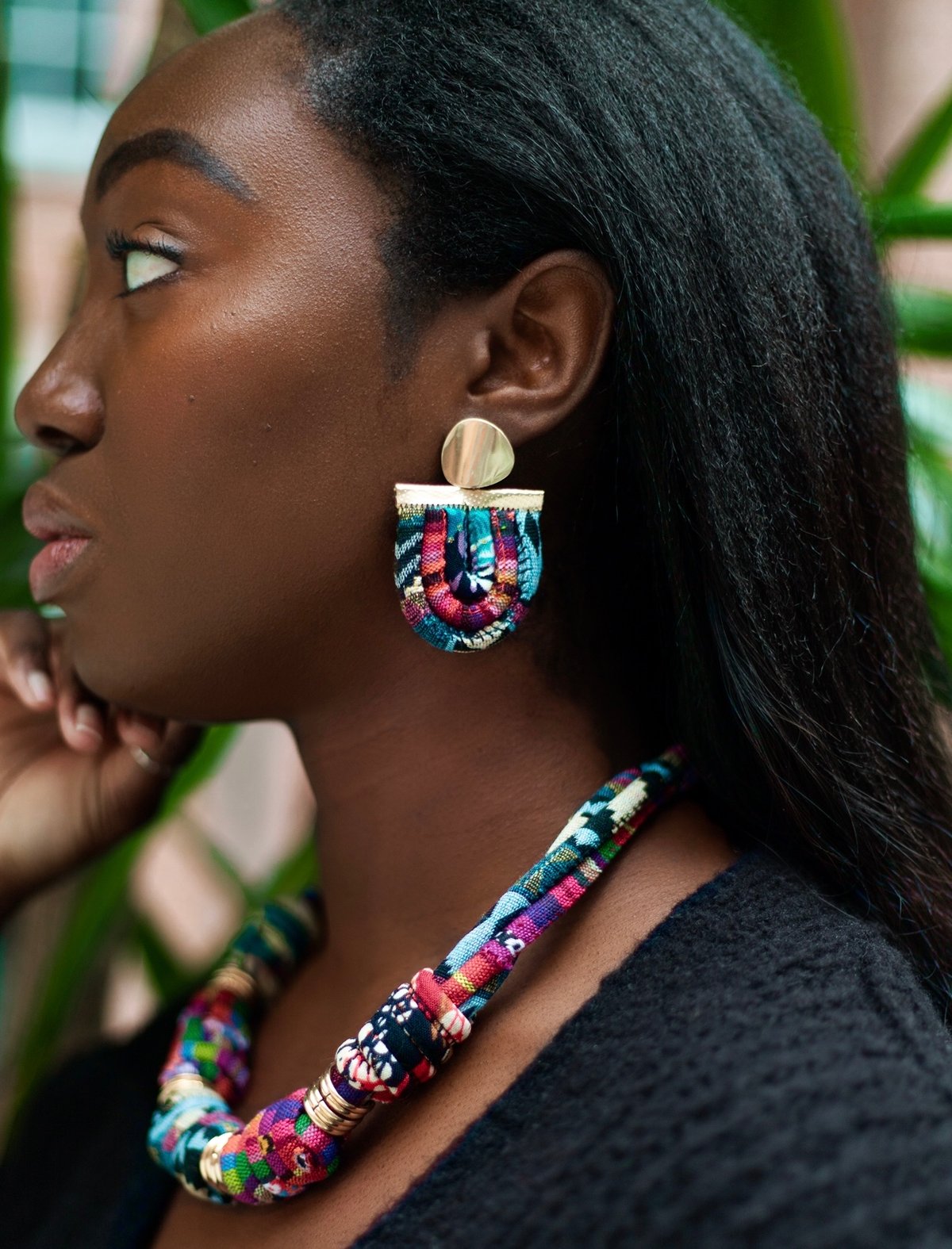 Image of Multicoloured Rope Statement Earrings – Fuchsia