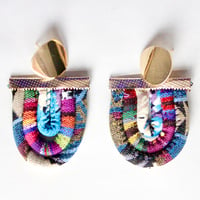 Image 1 of Multicoloured Rope Statement Earrings – Fuchsia