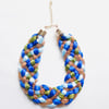 Blue, Green & Gold Woven Rope Statement Necklace 