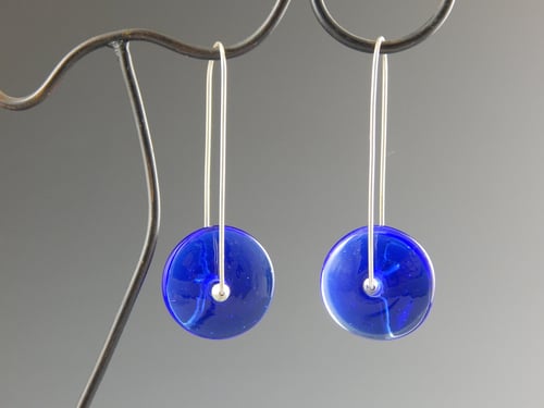 Image of Artisan Glass • Modern Disk Earrings in Blue