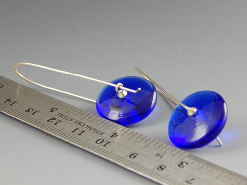 Image of Artisan Glass • Modern Disk Earrings in Blue