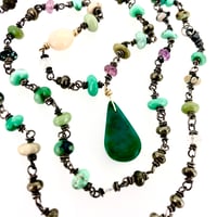 Image 1 of New Lander variscite, pink sapphire and turquoise necklace