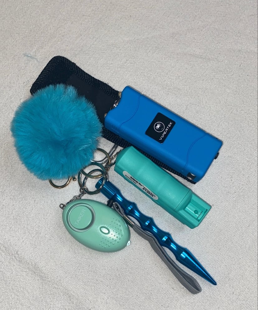 Teal and black Self Defense Keychain Combo Set