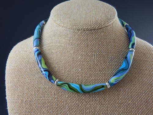 Image of Artisan Glass • Curved Curves in Greens & Blues