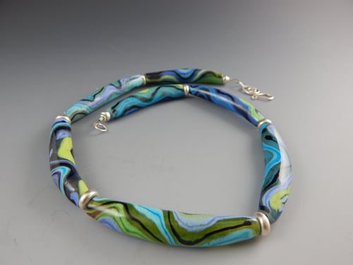 Image of Artisan Glass • Curved Curves in Greens & Blues
