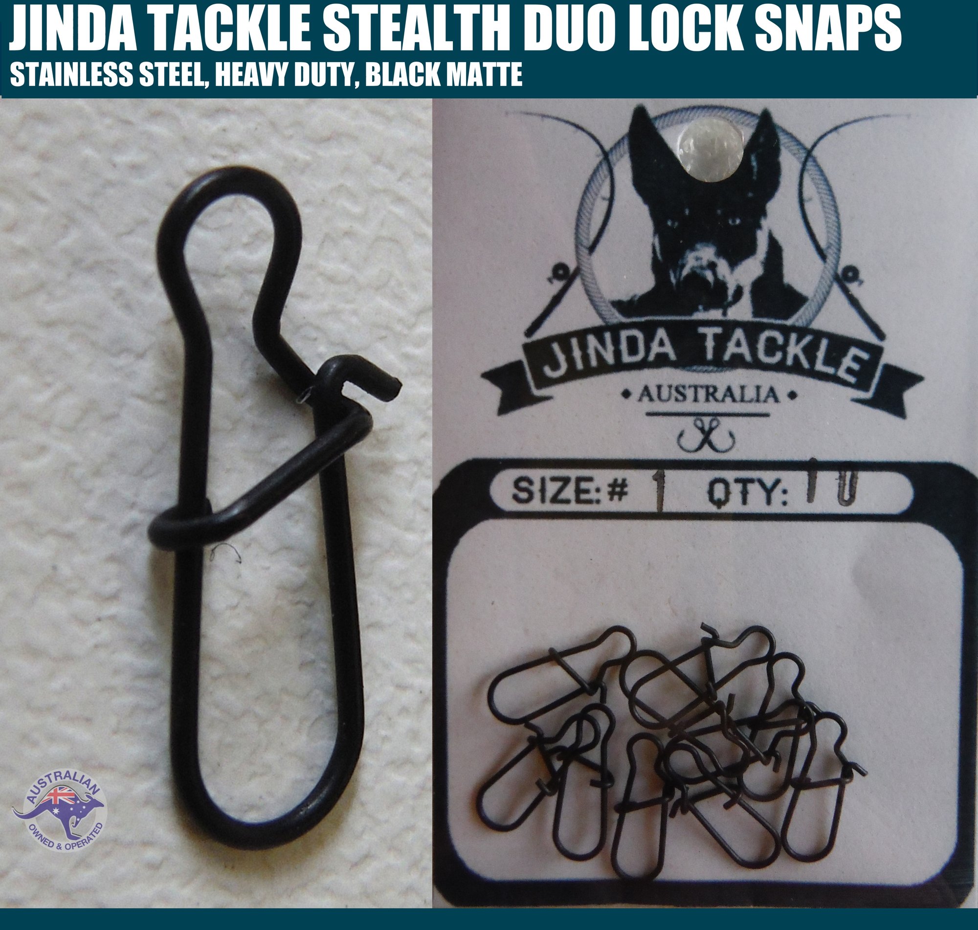 Jinda Tackle Stealth Duo Lock Snaps Bulk 20 Pcs